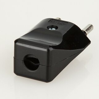 Schutzkontakt-Stecker Schweiz schwarz &ndash; 250V/10A &ndash; mit Schraubkontakten und Zugentlastung