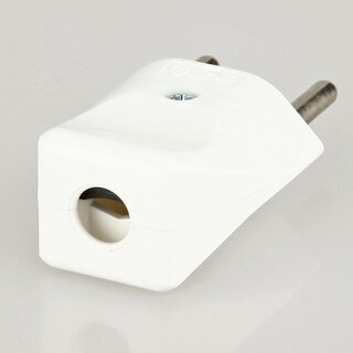 Schutzkontakt-Stecker Schweiz wei &ndash; 250V/10A &ndash; mit Schraubkontakten und Zugentlastung