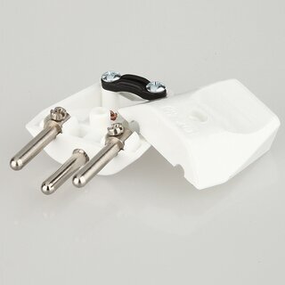 Schutzkontakt-Stecker Schweiz wei &ndash; 250V/10A &ndash; mit Schraubkontakten und Zugentlastung