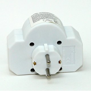 Steckdosen-Adapter wei mit Schalter 16A/250V 2 x Eurosteckdose 1 x Schutzkontakt-Steckdose