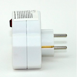 Steckdosen-Adapter wei mit Schalter 16A/250V 2 x Eurosteckdose 1 x Schutzkontakt-Steckdose