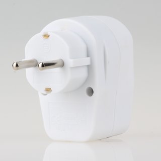 Steckdosen-Adapter wei mit Schalter 16A/250V 1 x Schutzkontakt-Steckdose