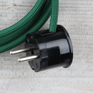 Textilkabel Anschlussleitung Zuleitung 2-5m dunkelgrn mit Schutzkontakt-Winkelstecker