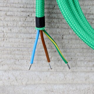 Textilkabel Anschlussleitung Zuleitung 2-5m grn mit Schutzkontakt-Winkelstecker