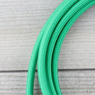 Textilkabel Anschlussleitung Zuleitung 2-5m grn mit Schutzkontakt-Winkelstecker