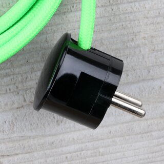 Textilkabel Anschlussleitung Zuleitung 2-5m neon grn mit Schutzkontakt-Winkelstecker