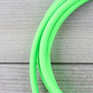Textilkabel Anschlussleitung Zuleitung 2-5m neon grn mit Schutzkontakt-Winkelstecker