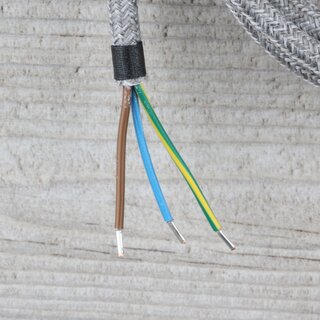 Textilkabel Anschlussleitung Zuleitung 2-5m steingrau mit Schutzkontakt-Winkelstecker
