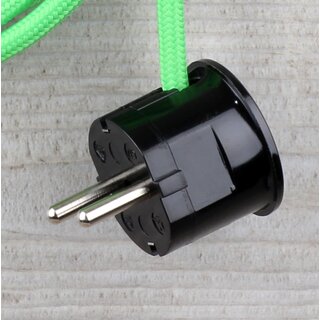 Textilkabel Anschlussleitung Zuleitung 2-5m kiwi grn mit Schutzkontakt-Winkelstecker