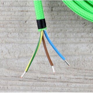 Textilkabel Anschlussleitung Zuleitung 2-5m kiwi grn mit Schutzkontakt-Winkelstecker
