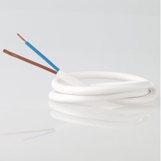 PVC Lampenkabel Rundkabel weiß 2-adrig, 2x0,75mm² H03 VV-F