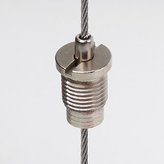 M10x1x8 mm Auengewinde Messing Seilstopper mit Bund und Befestigungsschlitz, vernickelt,  12 mm
