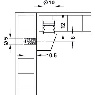 Hfele Korpusverbinder Wandverbinder mit Schraube 14x16 mm Kunststoff wei