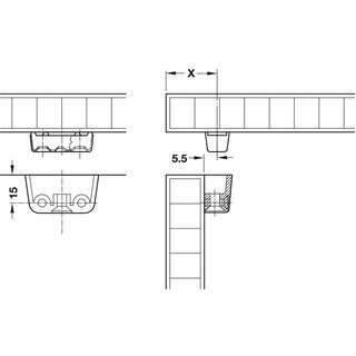 Hfele Korpusverbinder Wandverbinder zum Schrauben 37x15mm weiss