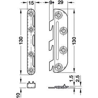 Hfele Mbel Bettverbinder mit gekrpftem Haken und Schlieteil 130mm Stahl verzinkt