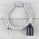 Textilkabel Lampenpendel 1-5m schwarz-wei mit E27...