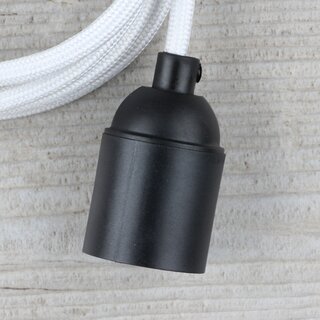 Textilkabel Lampenpendel 1-5m wei mit E27 Fassung Kunststoff schwarz
