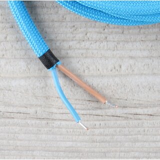 Textilkabel Lampenpendel 1-5m blau mit E27 Fassung Kunststoff wei