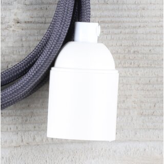 Textilkabel Lampenpendel 1-5m graphit-grau mit E27 Fassung Kunststoff wei