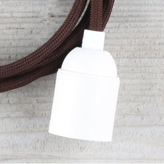 Textilkabel Lampenpendel 1-5m braun mit E27 Fassung Kunststoff wei