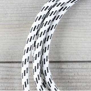 Textilkabel Lampenpendel 1-5m schwarz-wei mit E27 Fassung Kunststoff wei
