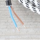 Textilkabel Lampenpendel 1-5m schwarz-weiß mit E27 Fassung Kunststoff weiß