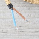 Textilkabel Lampenpendel 1-5m gold mit E27 Fassung Kunststoff weiß