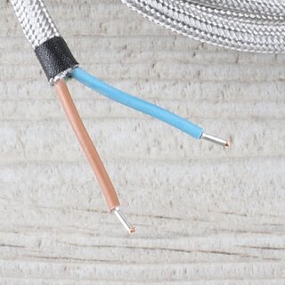 Textilkabel Lampenpendel 1-5m silber mit E27 Fassung Kunststoff wei