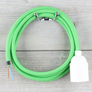 Textilkabel Lampenpendel 1-5m kiwi-grn mit E27 Fassung Kunststoff wei