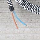 Textilkabel Lampenpendel 1-5m schwarz-weiß Zick Zack mit E27 Fassung Kunststoff weiß