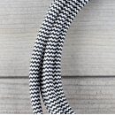 Textilkabel Lampenpendel 1-5m schwarz-weiß Zick Zack mit E27 Fassung Kunststoff weiß