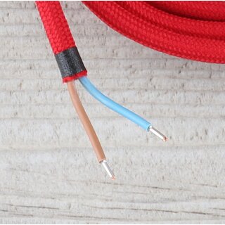Textilkabel Lampenpendel 1-5m rot mit E27 Fassung Kunststoff wei
