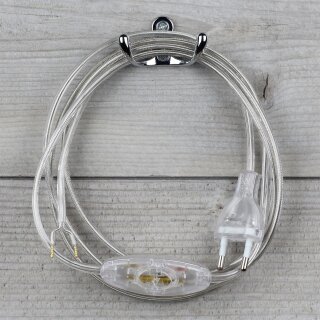 Lampen-Anschlussleitung 2-adrig Transparent – 2 m mit Schnurschalter & Eurostecker