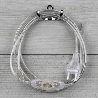 Lampen-Anschlussleitung 2-adrig Transparent &ndash; 2 m mit Schnurschalter & Eurostecker