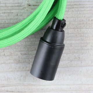 Textilkabel Lampenpendel 1-5m kiwi-grn mit E14 Fassung Kunststoff schwarz