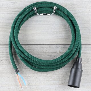 Textilkabel Lampenpendel 1-5m dunkelgrn mit E14 Fassung Kunststoff schwarz