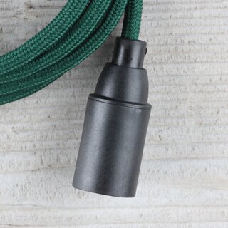 Textilkabel Lampenpendel 1-5m dunkelgrn mit E14 Fassung Kunststoff schwarz