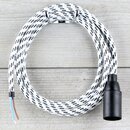 Textilkabel Lampenpendel 1-5m schwarz-wei mit E14...