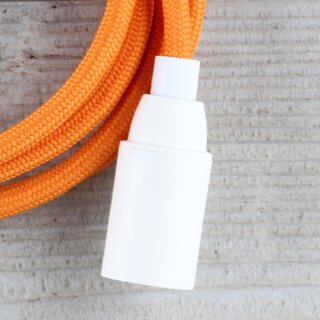 Textilkabel Lampenpendel 1-5m orange mit E14 Fassung Kunststoff wei