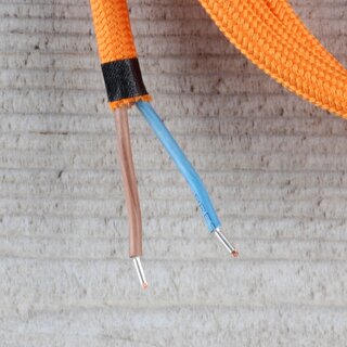 Textilkabel Lampenpendel 1-5m orange mit E14 Fassung Kunststoff wei