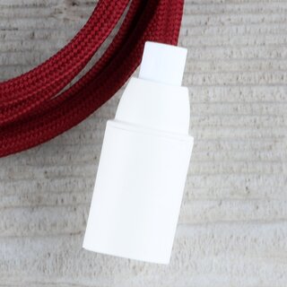 Textilkabel Lampenpendel 1-5m bordeaux mit E14 Fassung Kunststoff wei