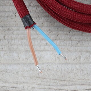 Textilkabel Lampenpendel 1-5m bordeaux mit E14 Fassung Kunststoff wei