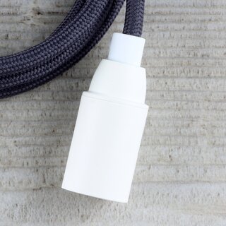 Textilkabel Lampenpendel 1-5m graphit-grau mit E14 Fassung Kunststoff wei