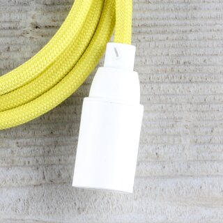 Textilkabel Lampenpendel 1-5m gelb mit E14 Fassung Kunststoff wei