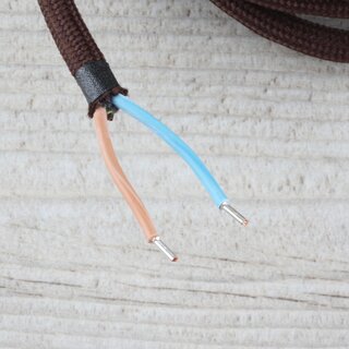 Textilkabel Lampenpendel 1-5m braun mit E14 Fassung Kunststoff wei