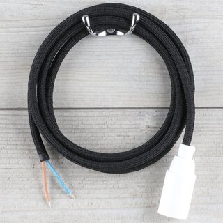 Textilkabel Lampenpendel 1-5m schwarz mit E14 Fassung Kunststoff wei