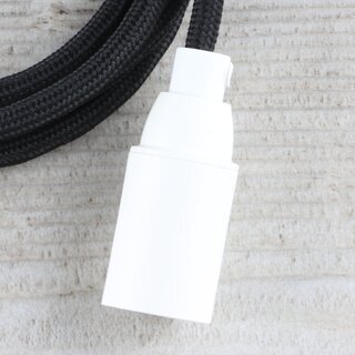 Textilkabel Lampenpendel 1-5m schwarz mit E14 Fassung Kunststoff wei