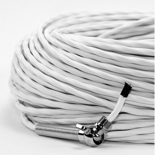 Textilkabel-Stoffkabel weiss 3-adrig 3x0,75 extra dünn