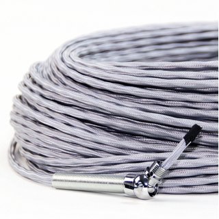 Textilkabel-Stoffkabel silber 3-adrig 3x0,75 extra dünn