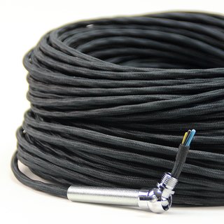 Textilkabel-Stoffkabel schwarz 4-adrig 4x0,75 extra dünn